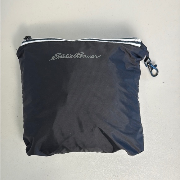 Eddie Bauer Black Packable Windbreaker Jacket Raincoat Hood Technical Jacket - Picture 10 of 16